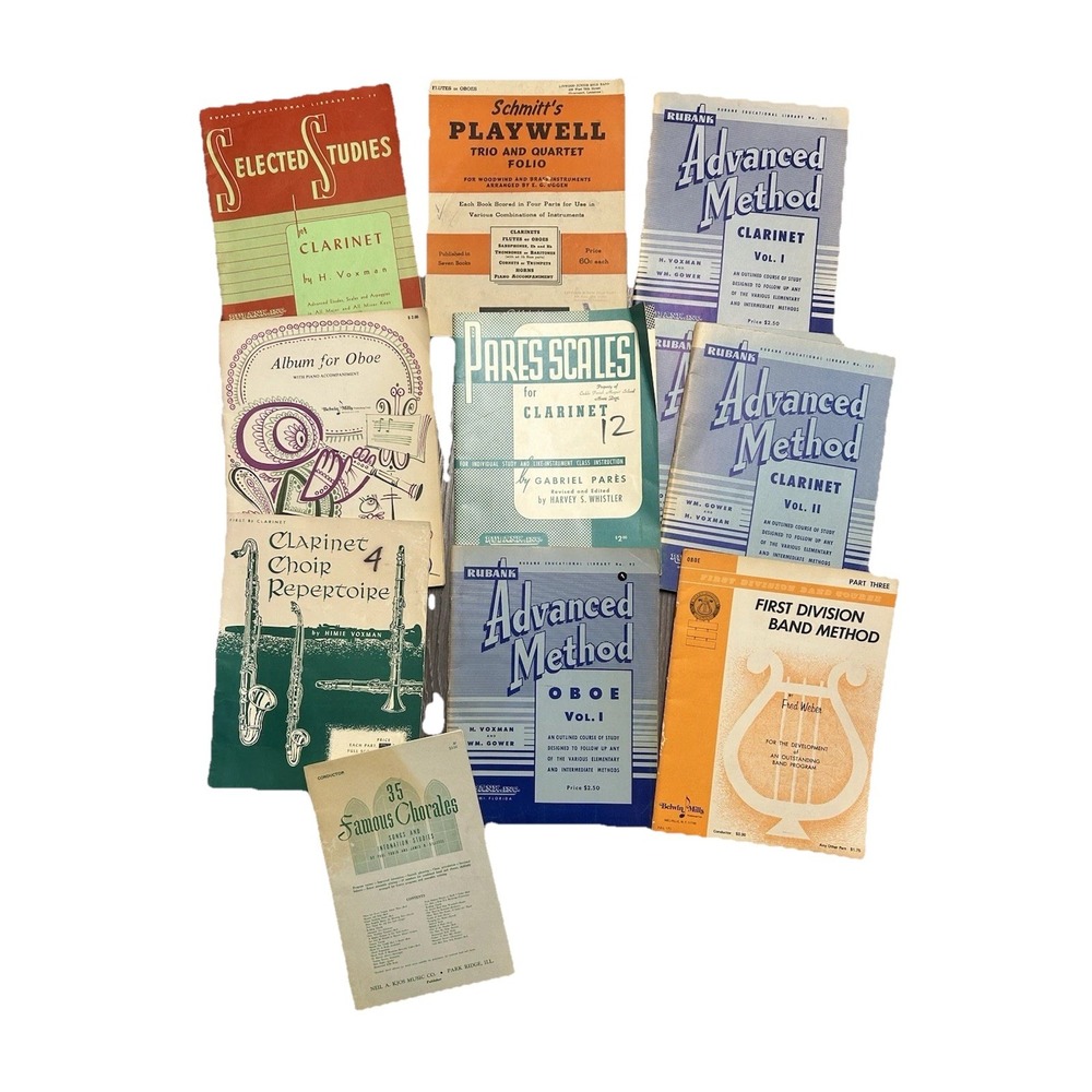 Vtg Sheet Music Clarinet, Oboe, Flutes Mix Lot Of 11 School Band Books